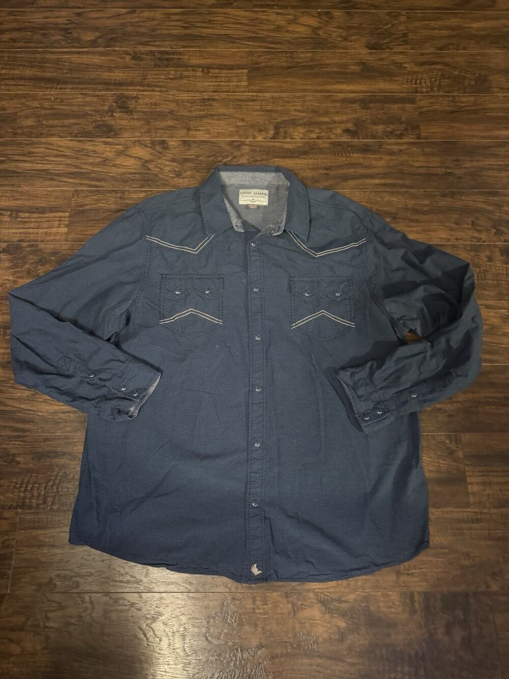 Cody James Shirt Mens XXL Blue Geometric Long Sleeve Western Snap Casual